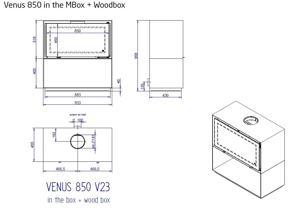 Estufa de leña VENUS IN THE BOX 850 5