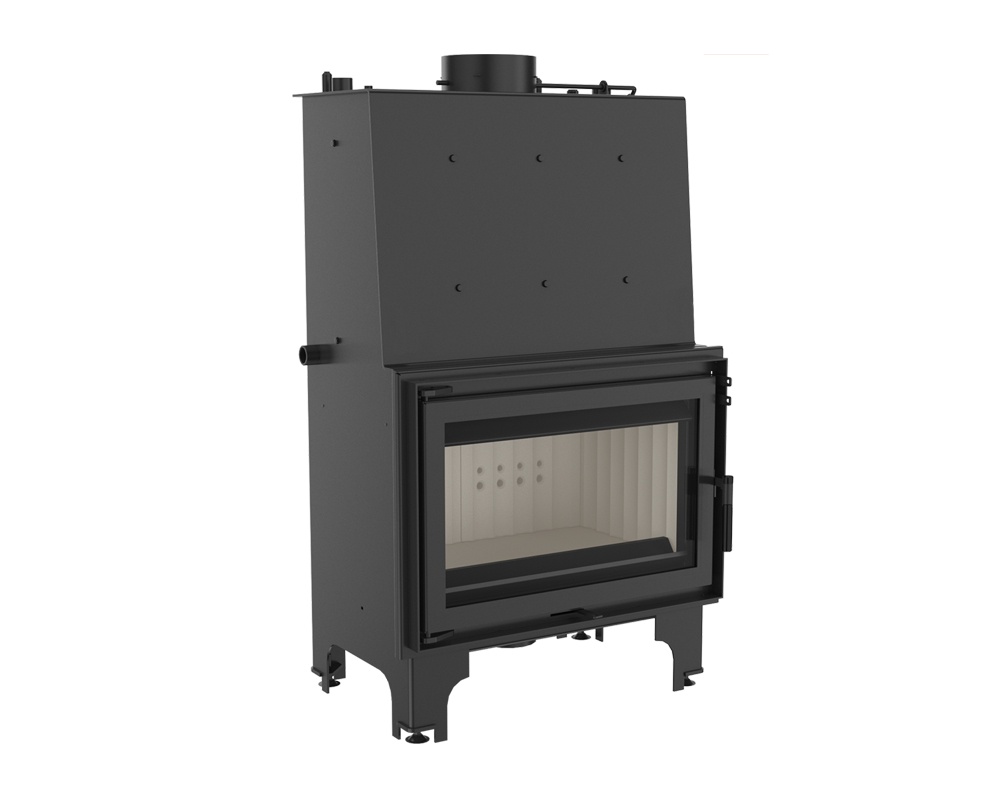 Chimenea de leña insertable AQUARIO con camisa de agua, conexión a calefacción central, alta eficiencia, aire exterior, cristal limpio y bajas emisiones.