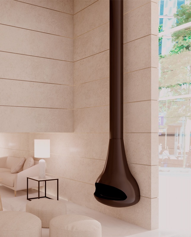 Chimenea de leña suspendida FUSION FRONTAL 1