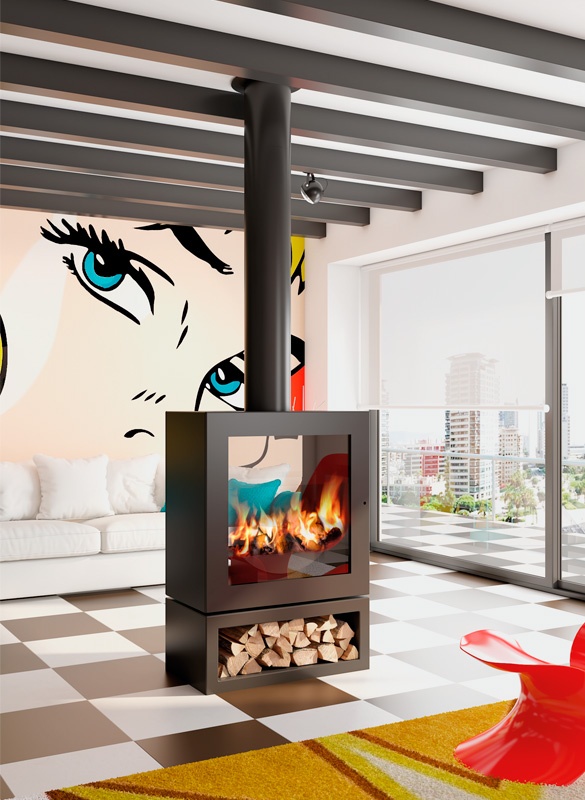 Chimenea de leña suspendida QUB CENTRAL 1