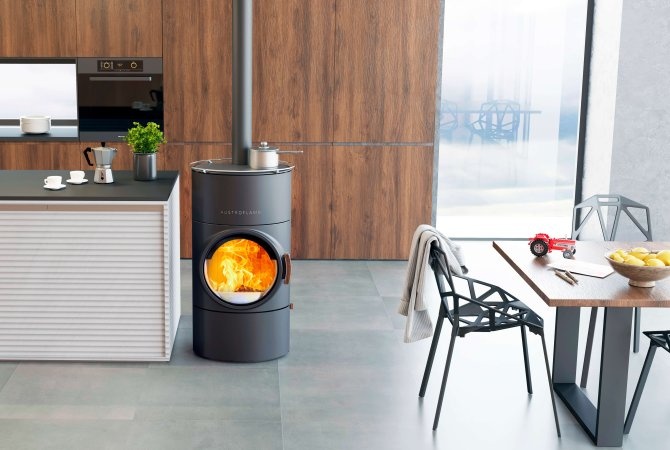 Estufa de leña CLOU COMPACT COOK salida superior