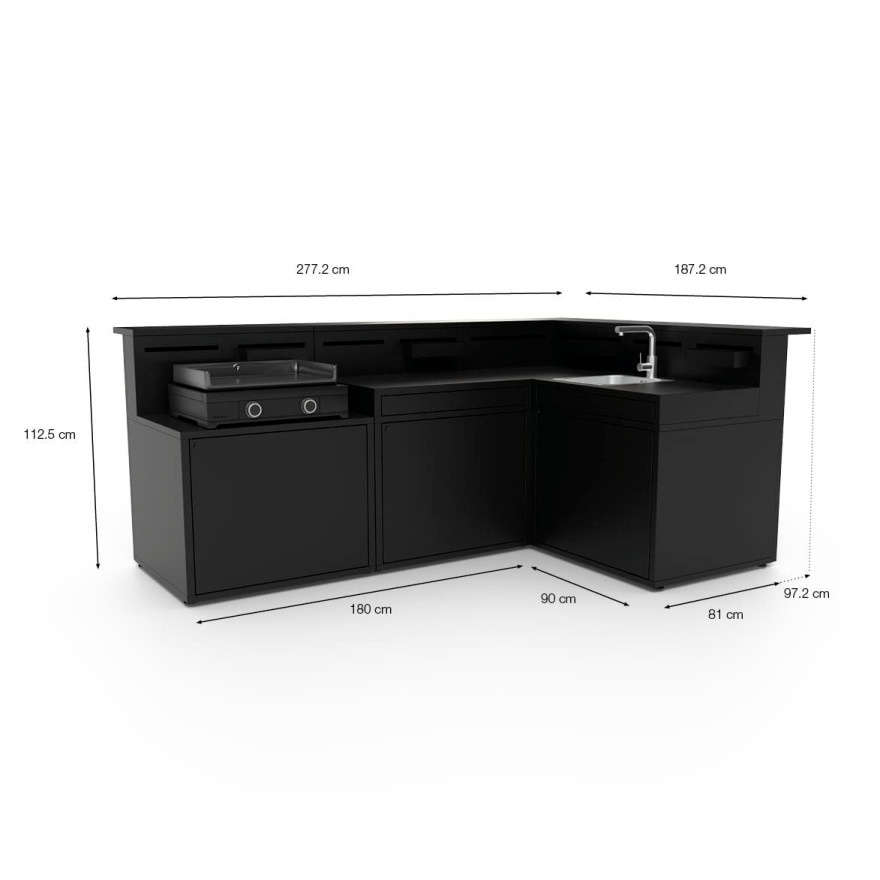 Módulo de cocina exterior para para planchas color negro 23