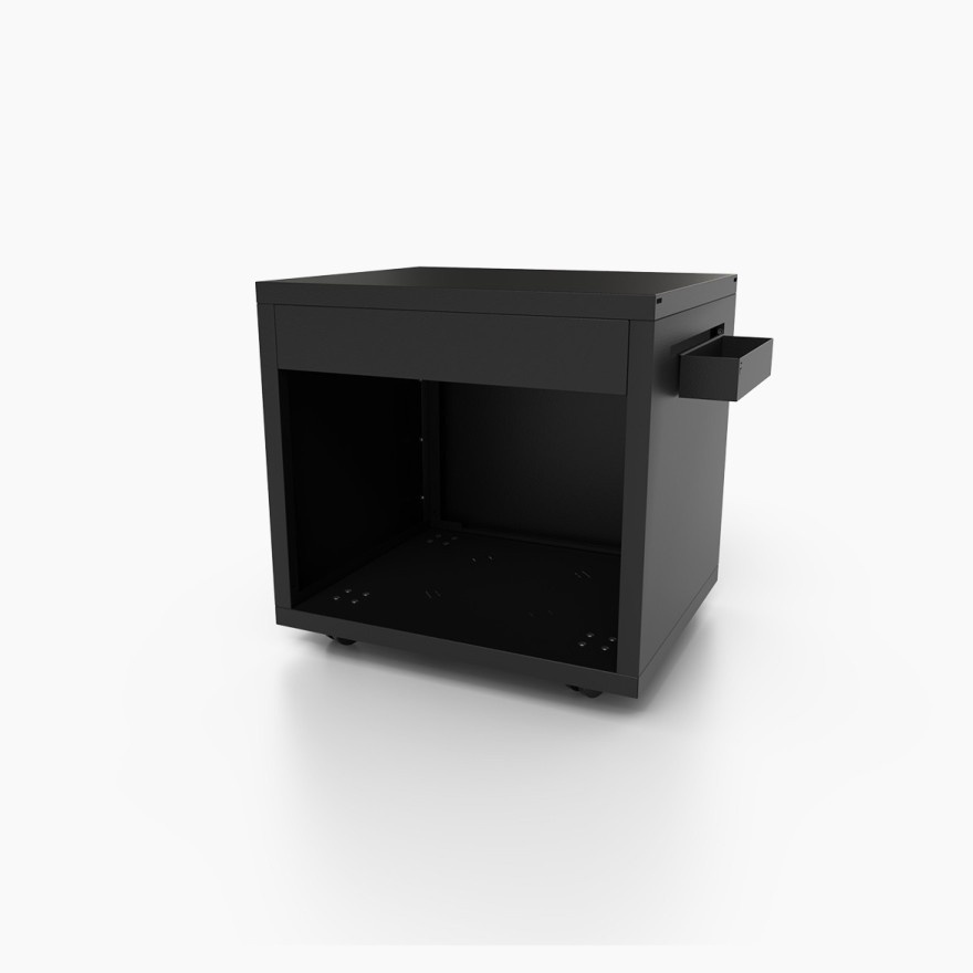 Mesa de exterior auxiliar con ruedas negra 1