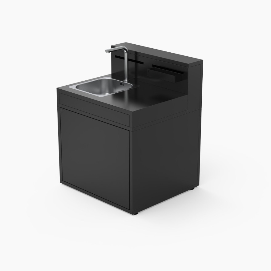 Mesa de exterior con fregadero color negro 1