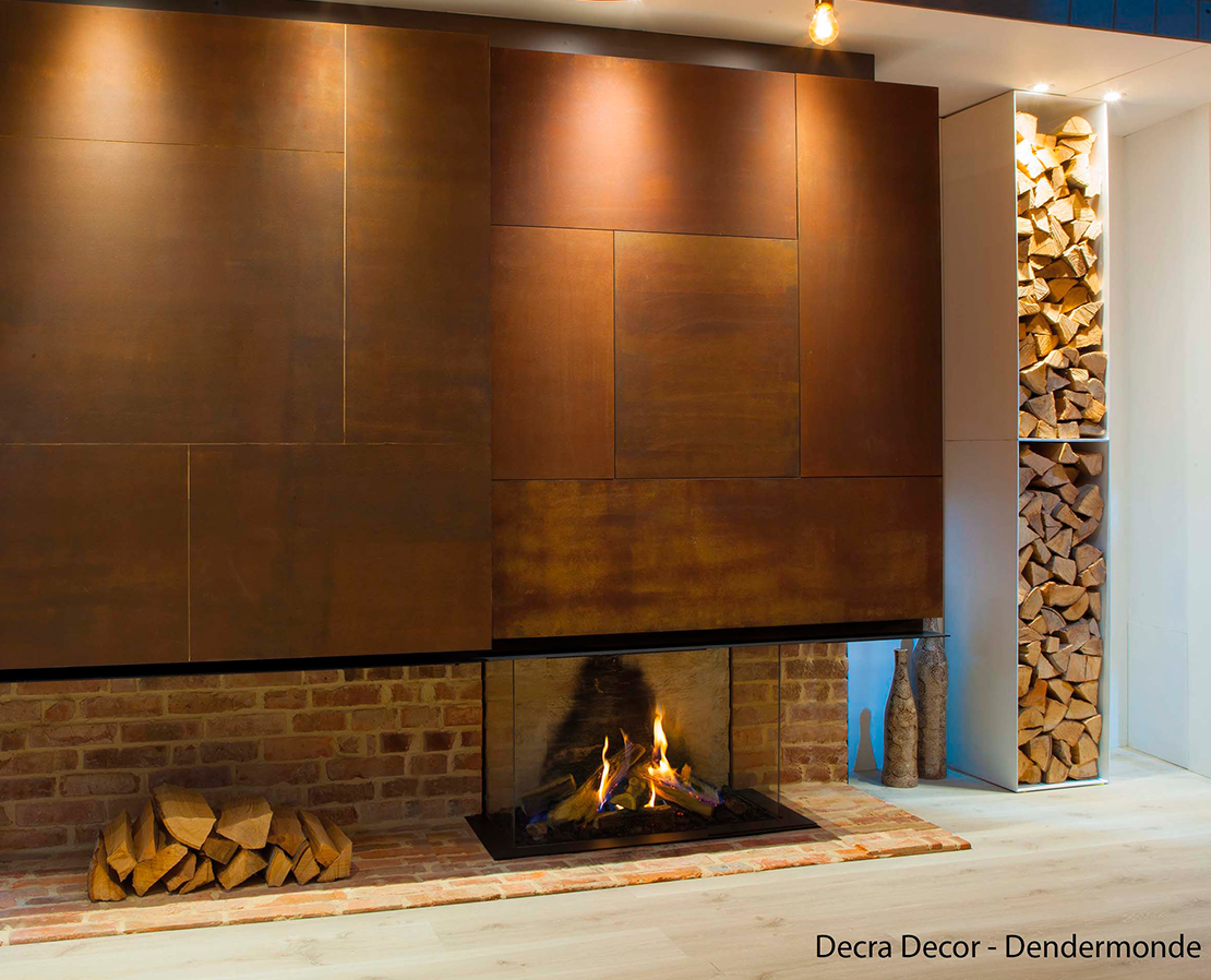 Chimenea de gas TRUE VISION 650 DC Open fire look (Frontal y dos laterales)