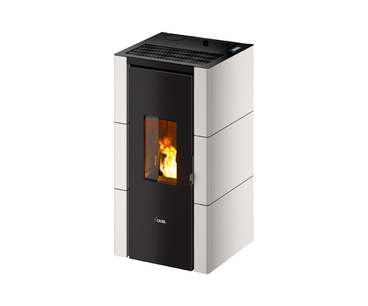 Estufa de pellet CRISTAL 7kW economica buena bonita barata compacta relación calidad precio