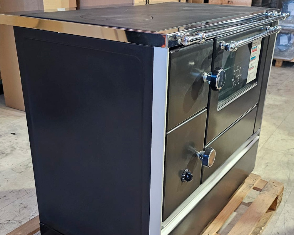 Cocina de leña K176A 90 negra horno derecha 3