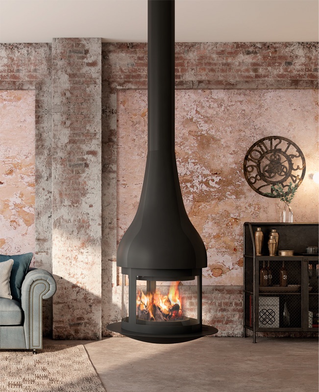 Chimenea de leña suspendida GEMA CENTRAL 1