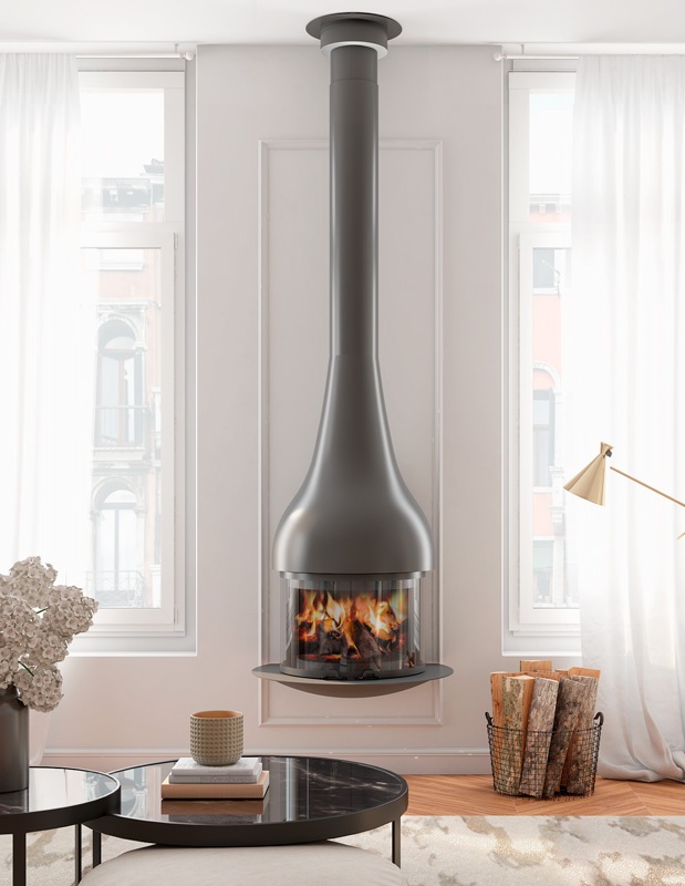 Chimenea de leña suspendida GEMA FRONTAL 1