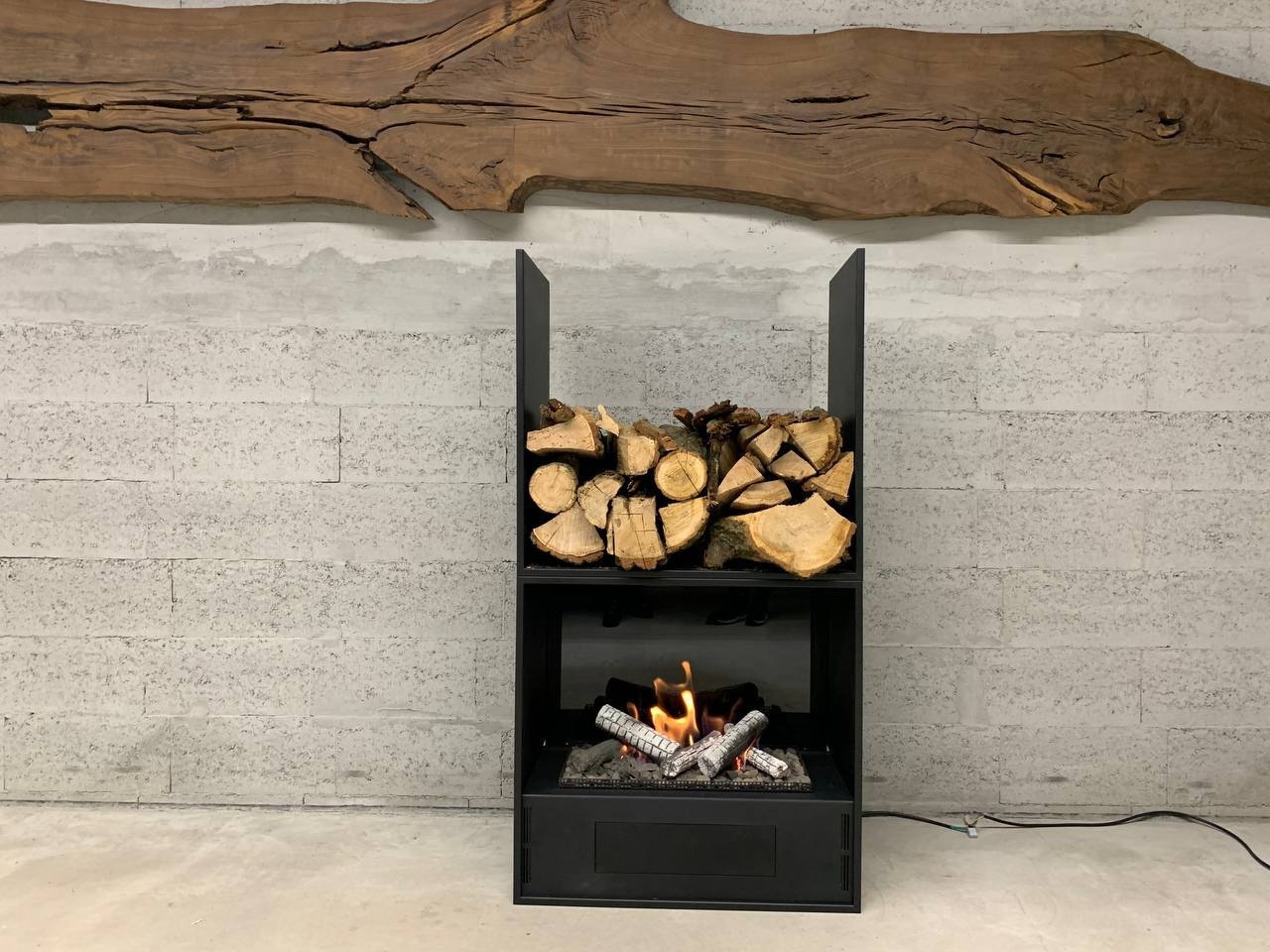 Chimenea electrónica bioetanol MOSSWOOD con leñero 4