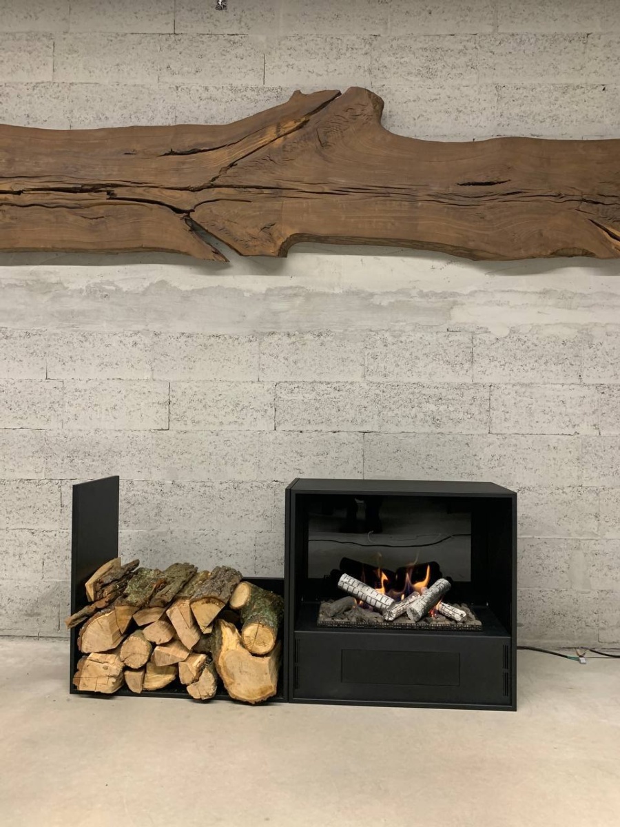 Chimenea electrónica bioetanol MOSSWOOD con leñero 5