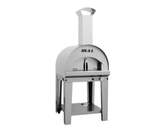 Horno de leña PIZZA BULL 80X60 con carrito y top antracita