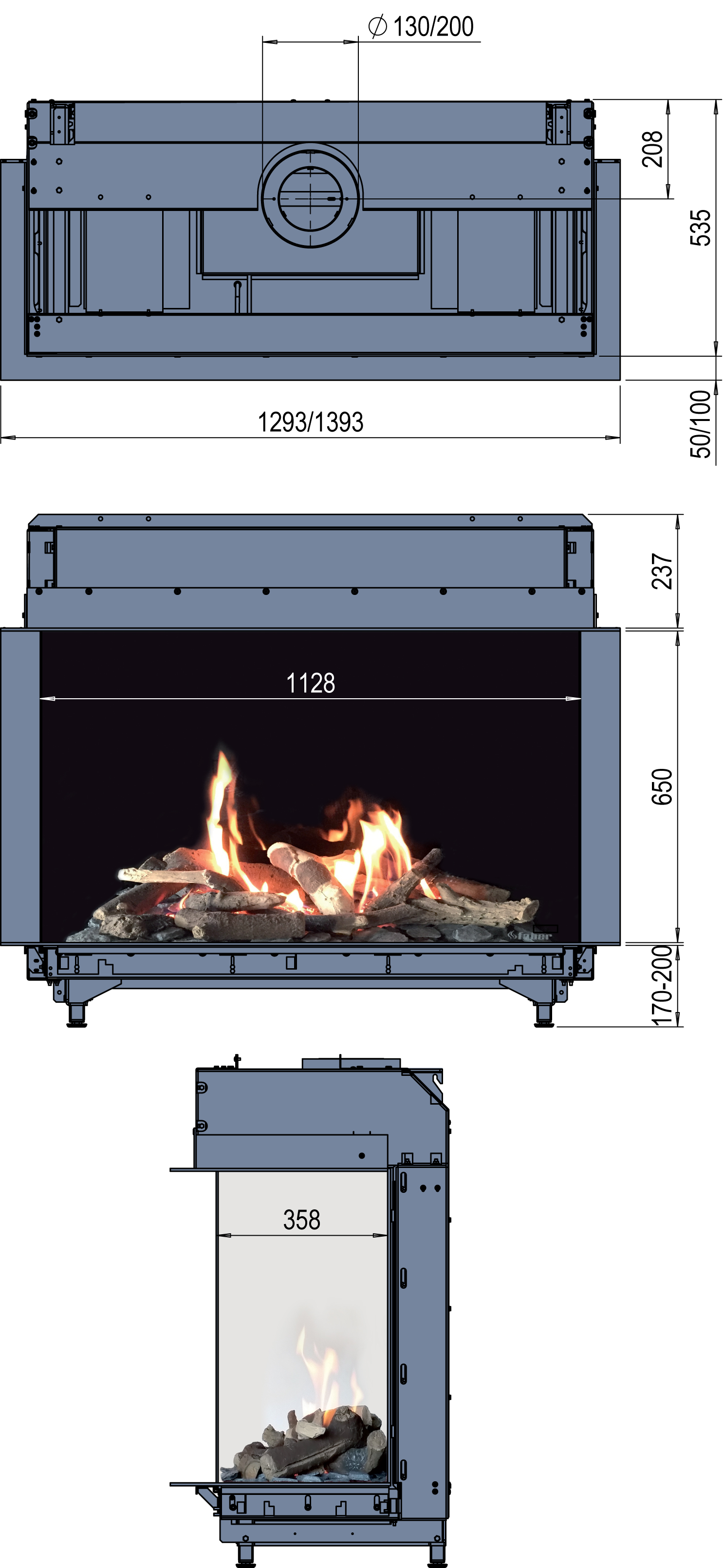 Chimenea de gas MATRIX 1050/650 III LOG BURNER STEP BURNER