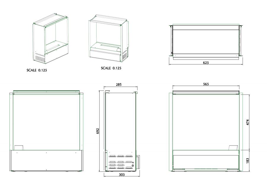 Chimenea eléctrica DALI doble cara