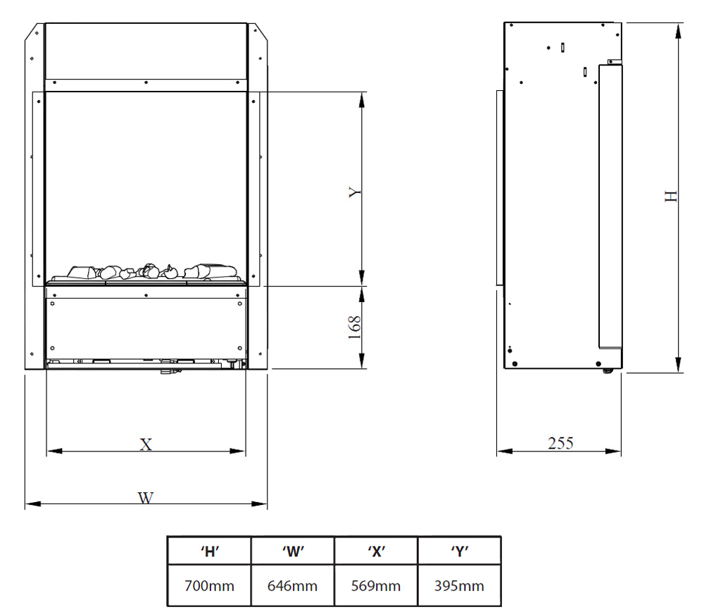 Chimenea eléctrico Opti-Myst 600NH - Ecospain Mediterranea Ingenieria