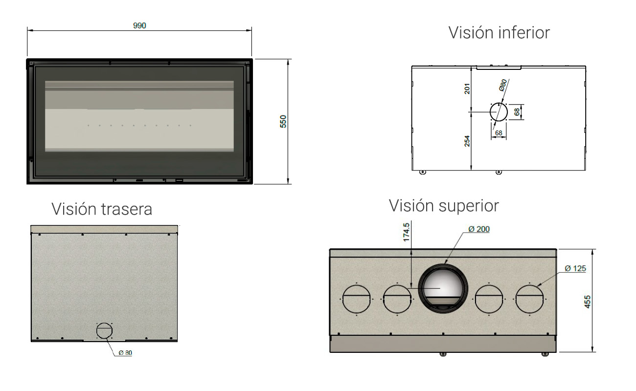 Plano de Insertable de leña VISION 10 NEO