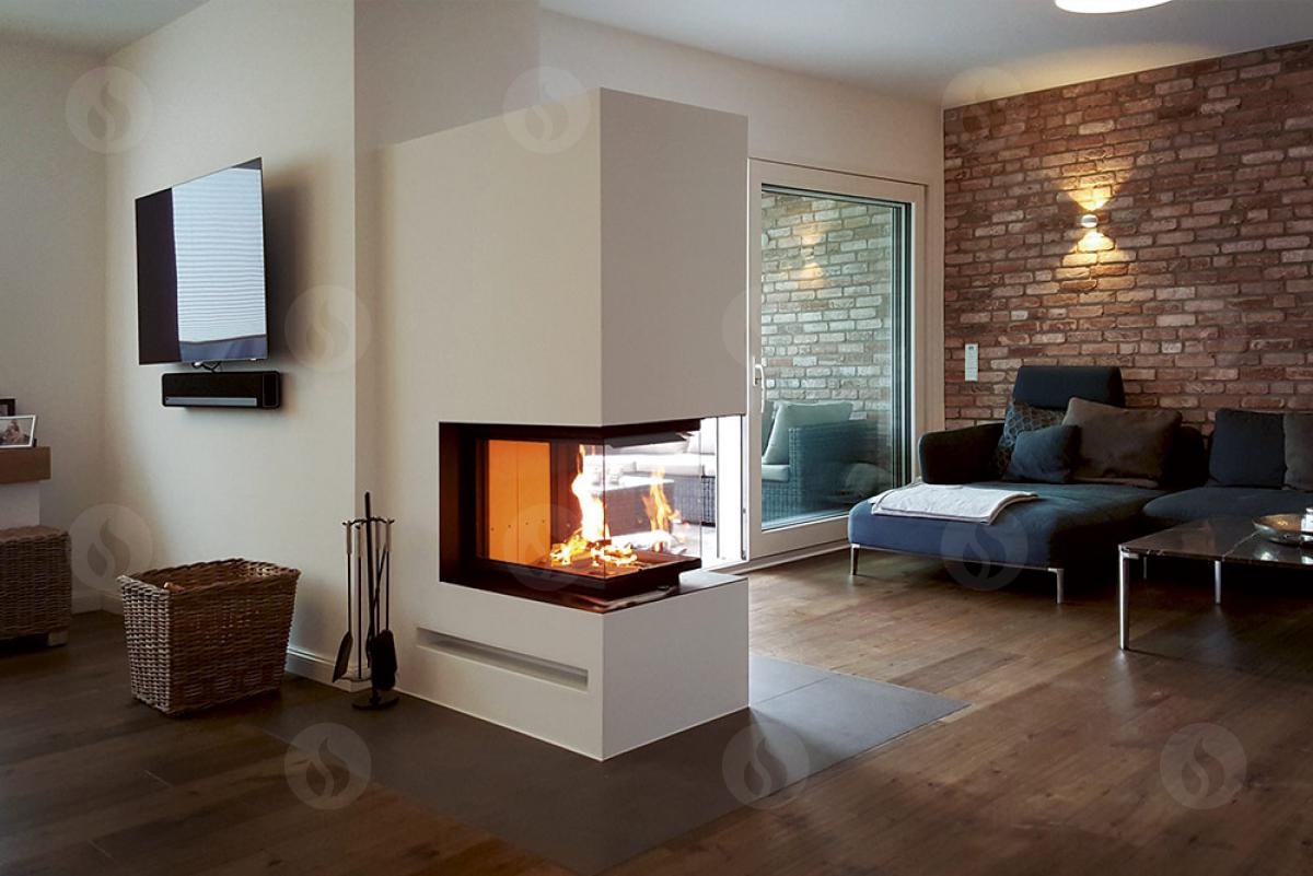 Chimenea de leña HEAT 50.52.50 int.cer.blanco (Room divider) Pta guillotina. Cr. dividido HU3LG25 2