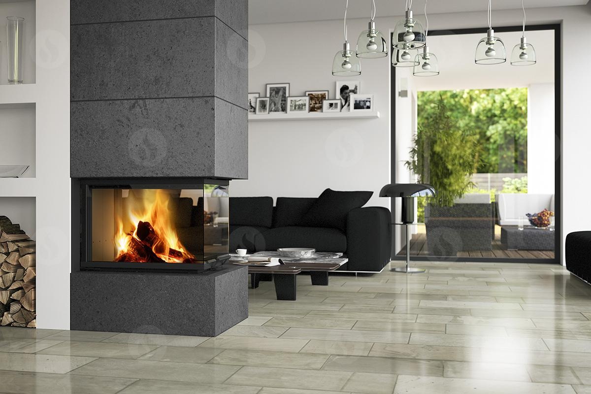 Chimenea de leña HEAT 50.52.50 int.cer.blanco (Room divider) Pta guillotina. Cr. dividido HU3LG25 1
