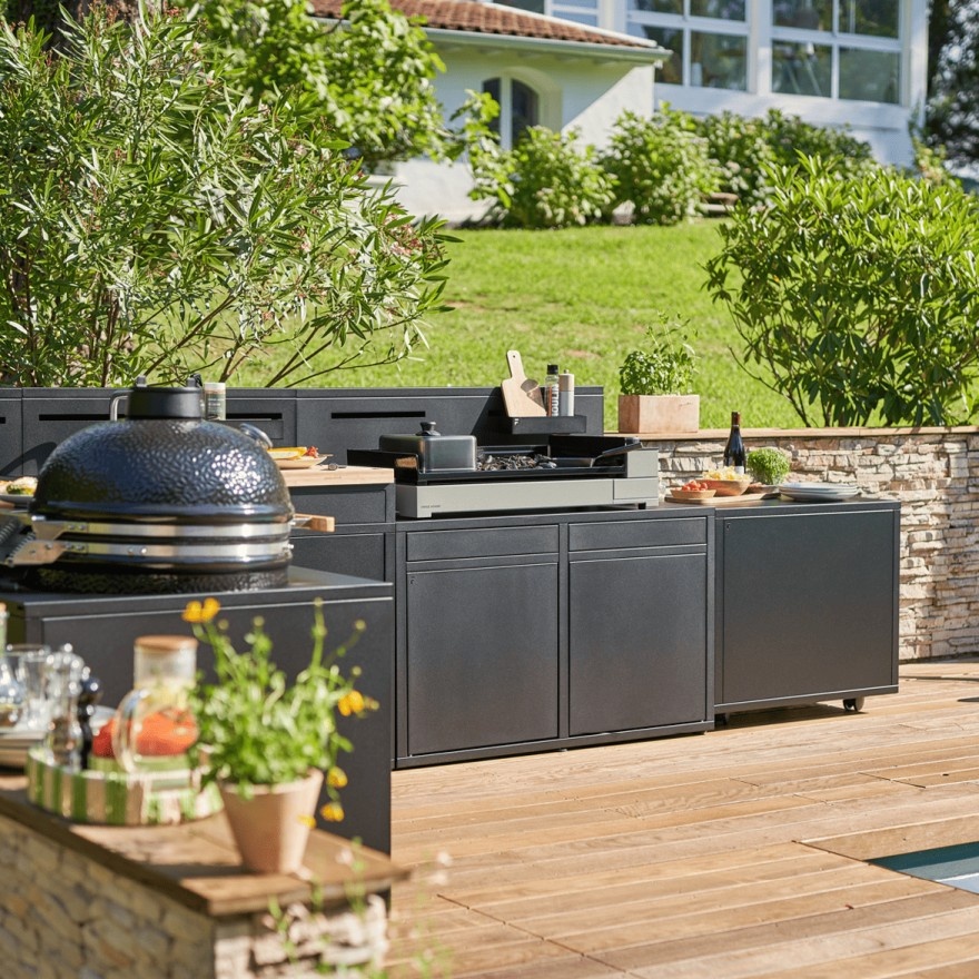 Módulo de cocina exterior de 120cm para planchas color negro 2