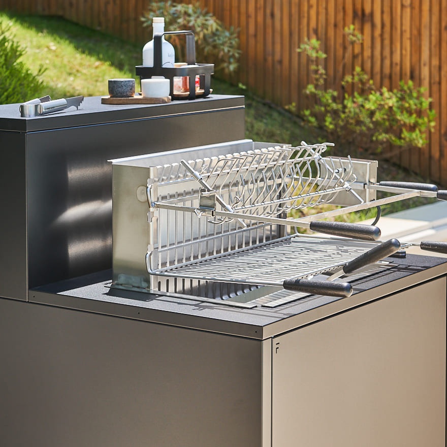 Módulo para cocina exterior con grill color negro 2
