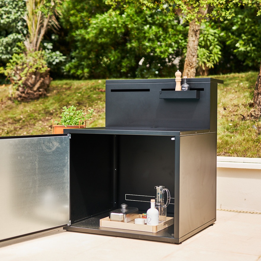 Módulo de cocina exterior para para planchas color negro 3