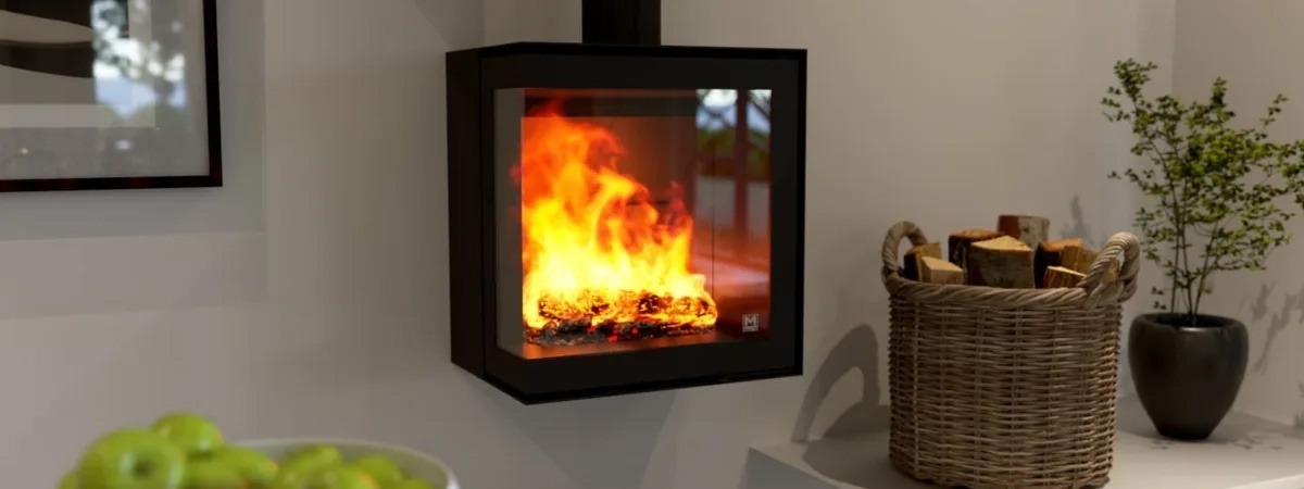 Estufa de leña VENUS IN THE BOX 530 esquinero