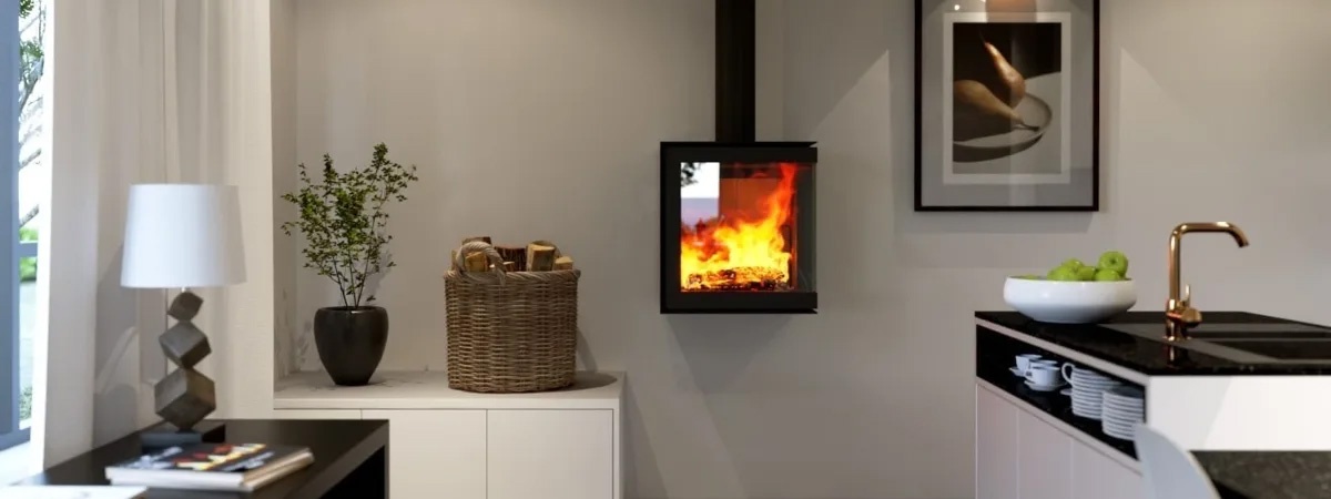 Estufa de leña VENUS IN THE BOX 530 esquinero