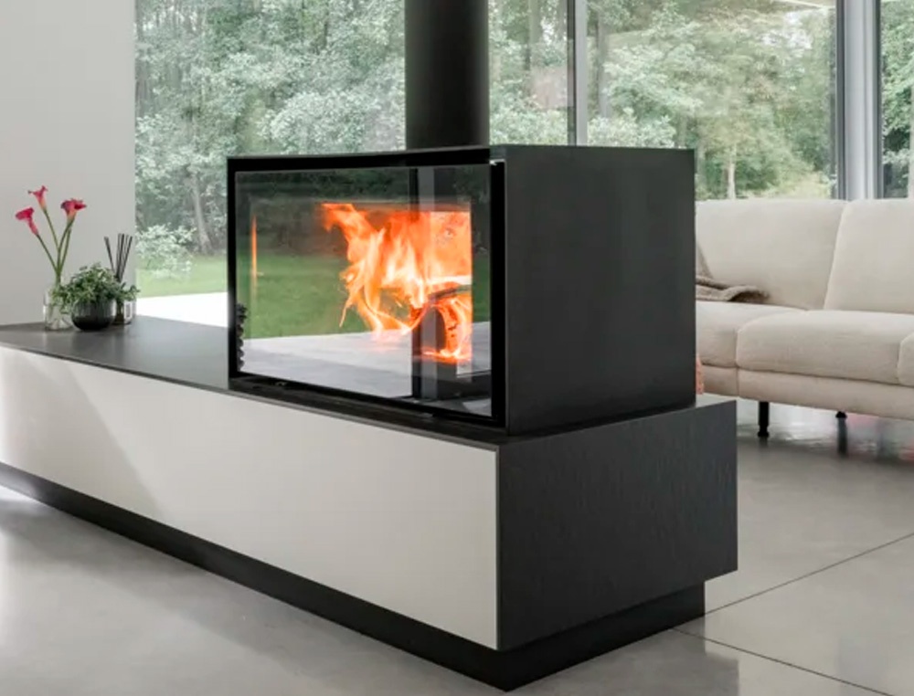 Chimenea de leña VENUS IN THE BOX 850 doble cara 2